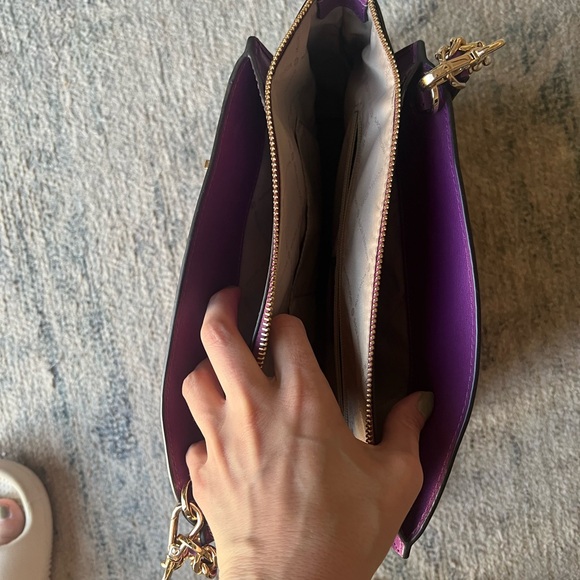 Michael Kors Leather Medium Top Zip Satchel Bag (purple) - Picture 7 of 7